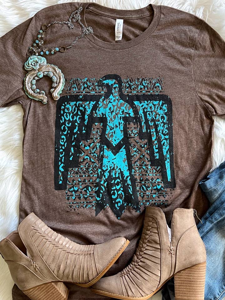 Tee Aztec Thunderbird Urze Castanho por atacado de Plain Apparel Tees