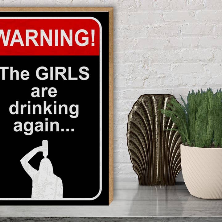 Femer – Großhandel Schilder – Holzschild Spruch 30x40 cm Warning girls drinking Schild2