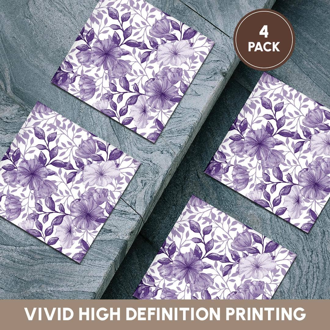 3dRose - Wholesale Coasters - 3dRose, Pretty Purple Petunia Flower Pattern, Coaster5