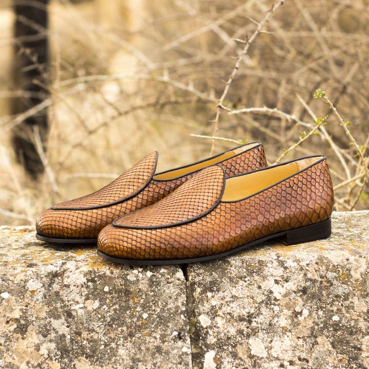 Marcello Men's Exotic Python Loafer in Dark Brown / Brown for wholesale by DapperFam