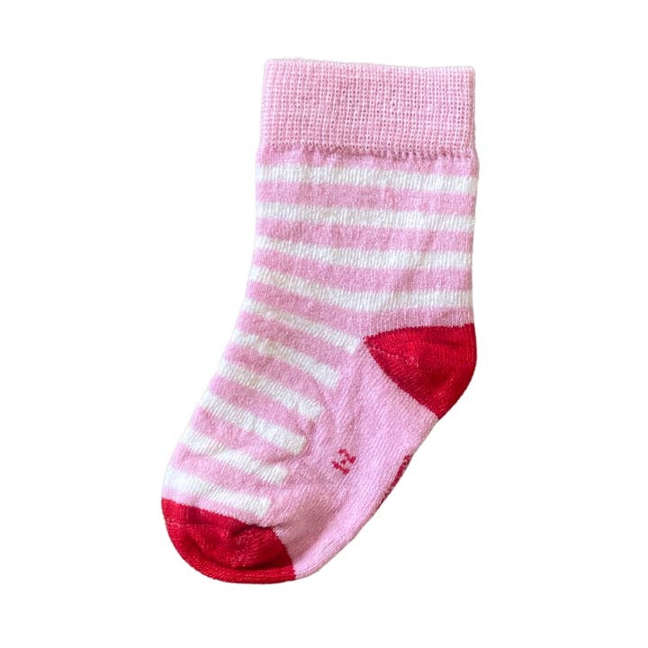Calcetines Merino Crew para niños | Rayas rosas claras para venta al por mayor de Sweet Cheeks Merino