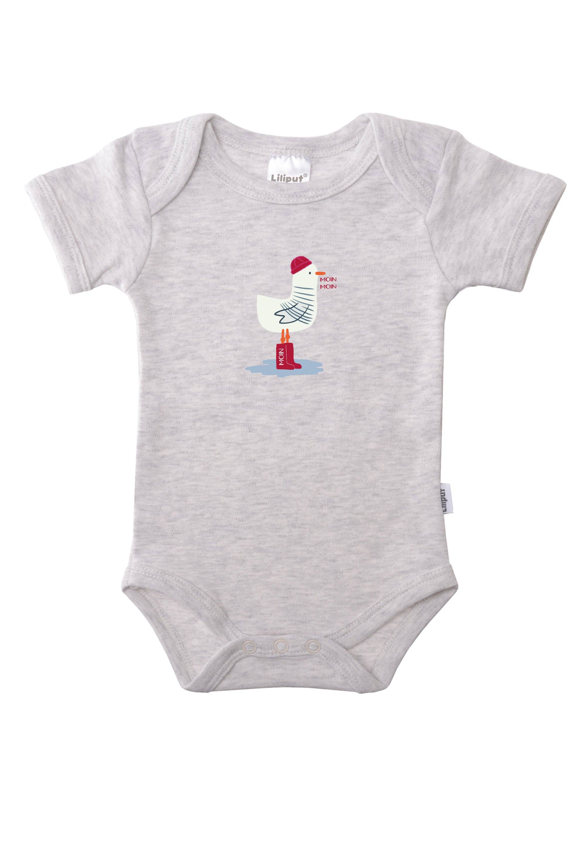 Liliput - Wholesale Bodysuit (Non-Footed) - Baby - 2-pack of short-sleeve V-neck bodysuits in navy and gray with "Moin" print0