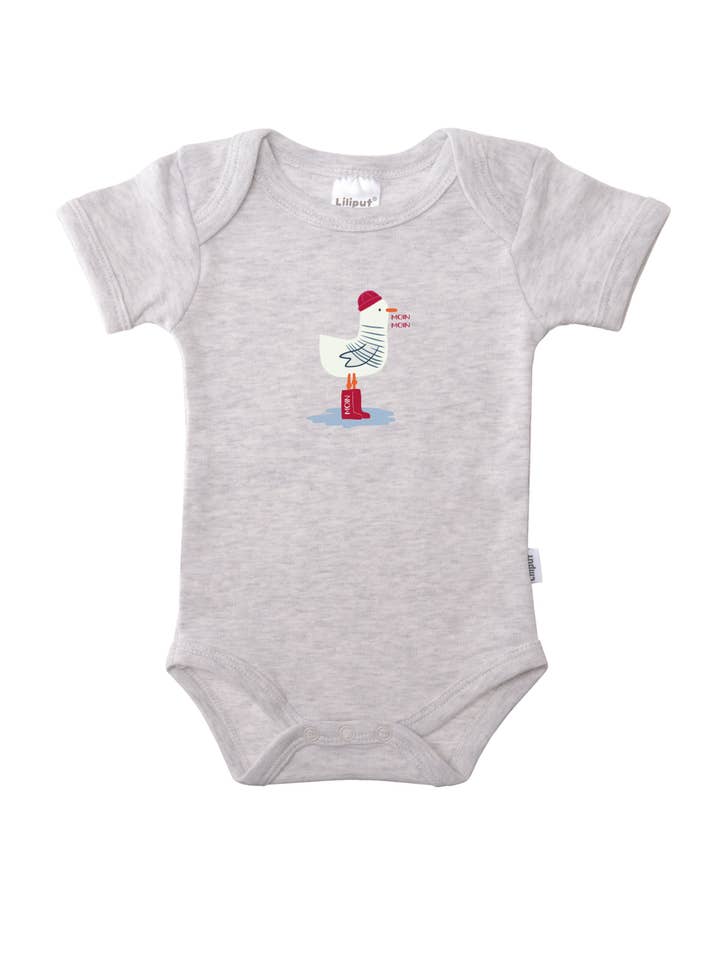 Liliput - Wholesale Bodysuit (Non-Footed) - Baby - 2-pack of short-sleeve V-neck bodysuits in navy and gray with "Moin" print