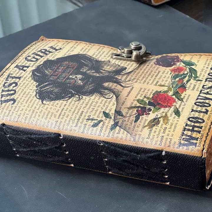 MNM HANDICRAFTS - Wholesale Journal/Diary - Just a Girl Who Loves Books – UV Print Leather Journal 6