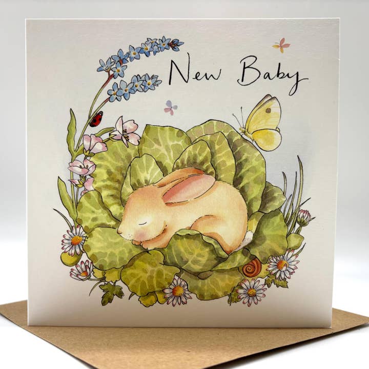 New Baby Card - Rabbit New Baby for wholesale by Ink and Snail Limited