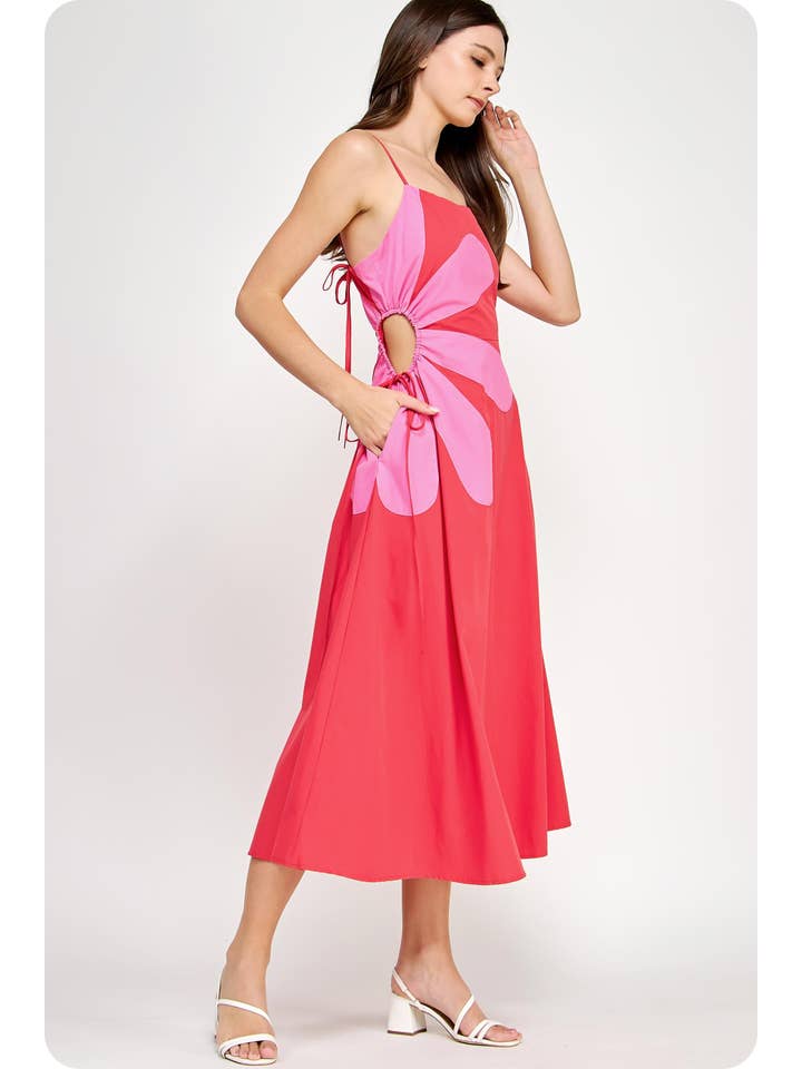 Strut & Bolt - Wholesale Dress - Women's - Sleeveless Side Cut-Out Flower Detail Midi Dress14