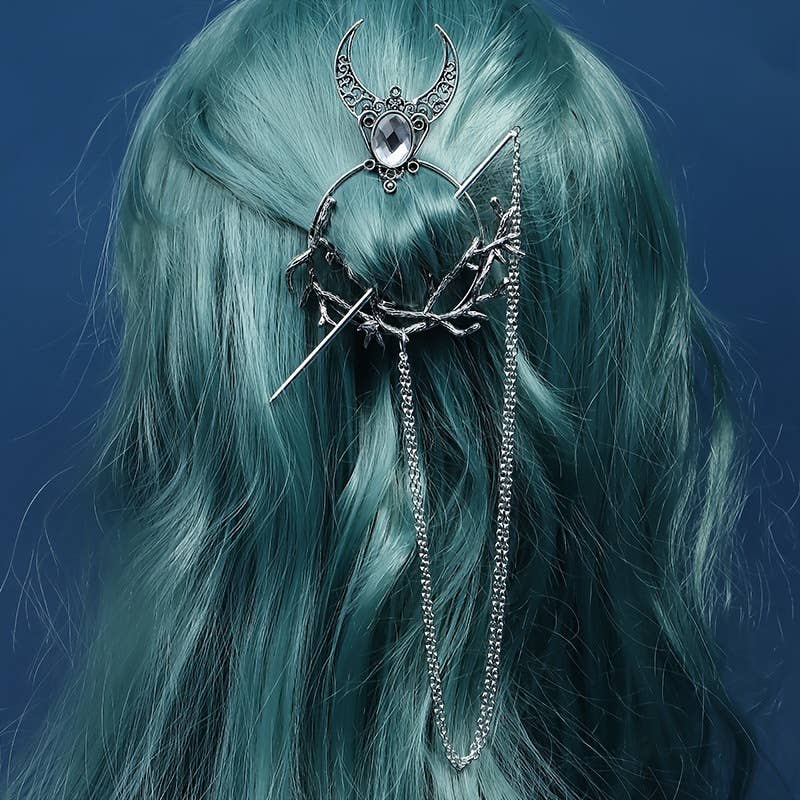 Tourtiwi - Wholesale Hair Pin - Vintage Crescent Branch Viking Rhinestone Hairpin1