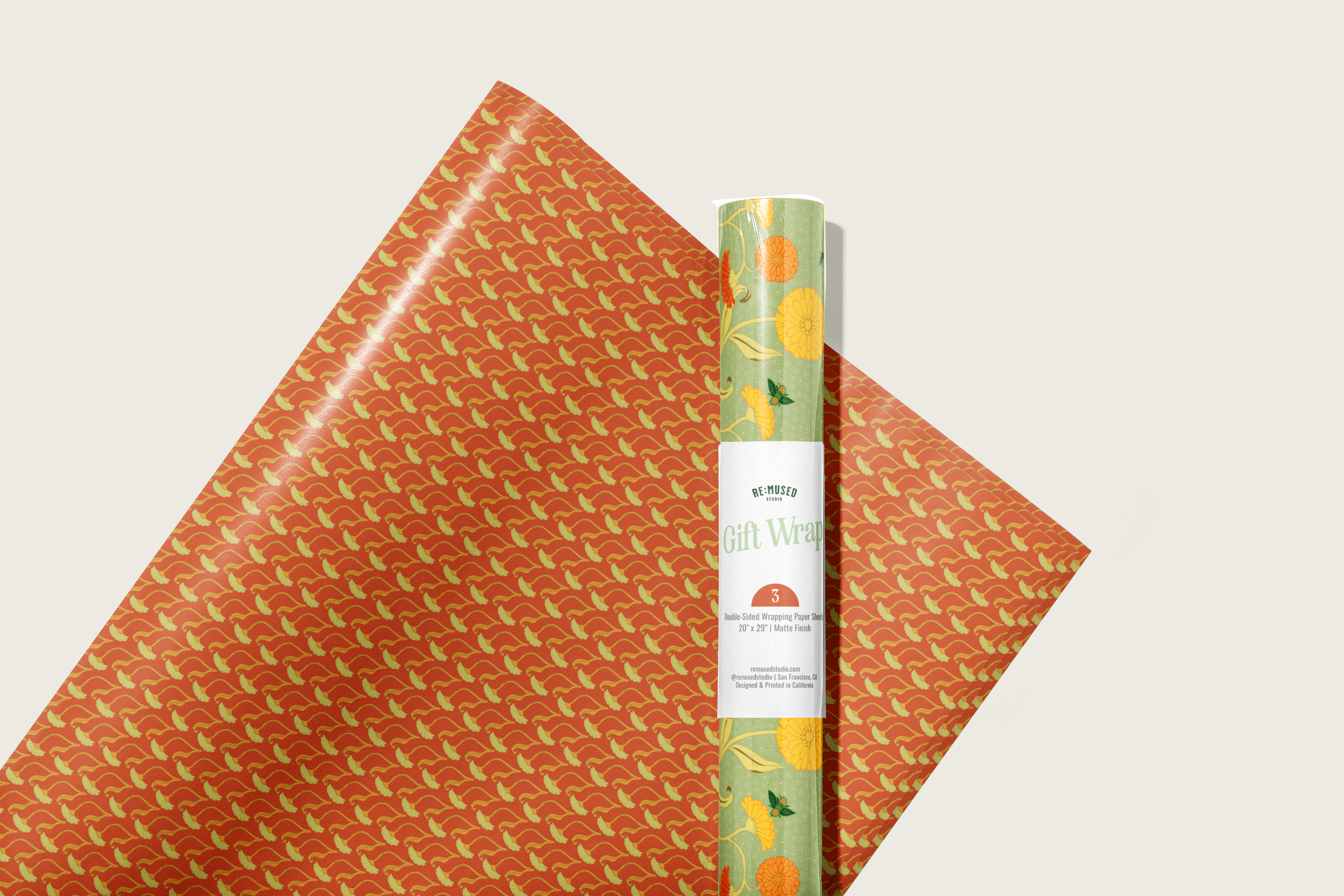 re:mused studio - Wholesale Flat Wrap - Calendula Gift Wrap Sheet-Double Sided17