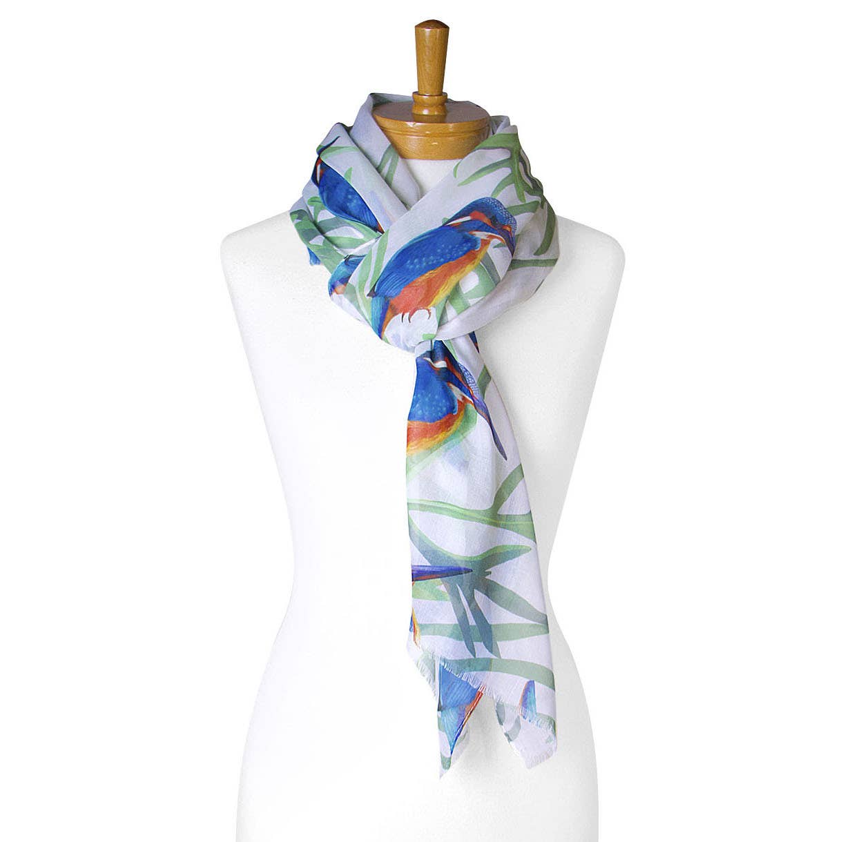 Taylor Hill Scarves & Co - Vendita all'ingrosso Sciarpa - Donna - AGCS1009: Bianco: Sciarpa Kingfisher Bird1