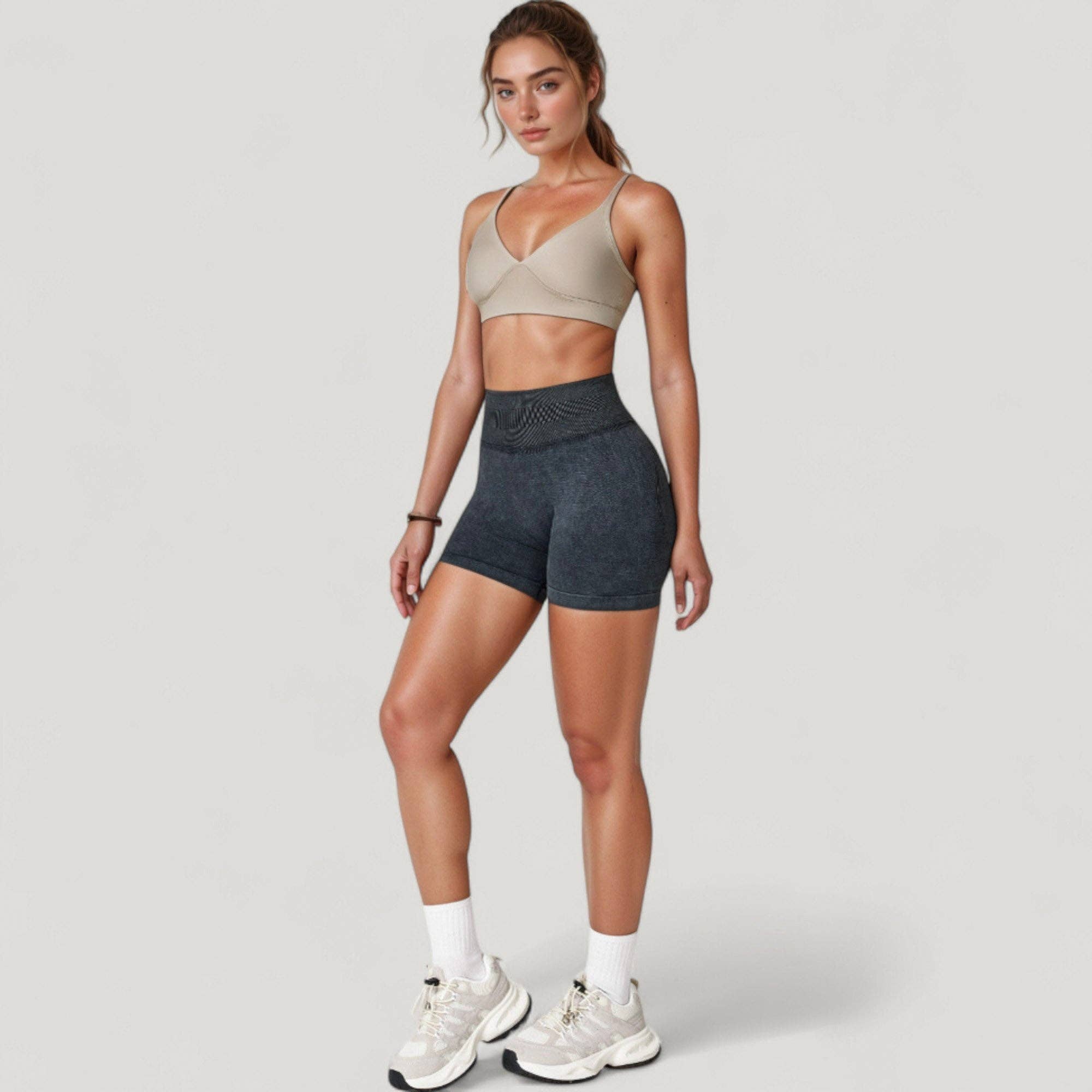Active by Anna-Kaci - Vente Short de sport – femme - Shorts de cyclisme sans couture à taille haute côtelée pour femmes avec élasticité8
