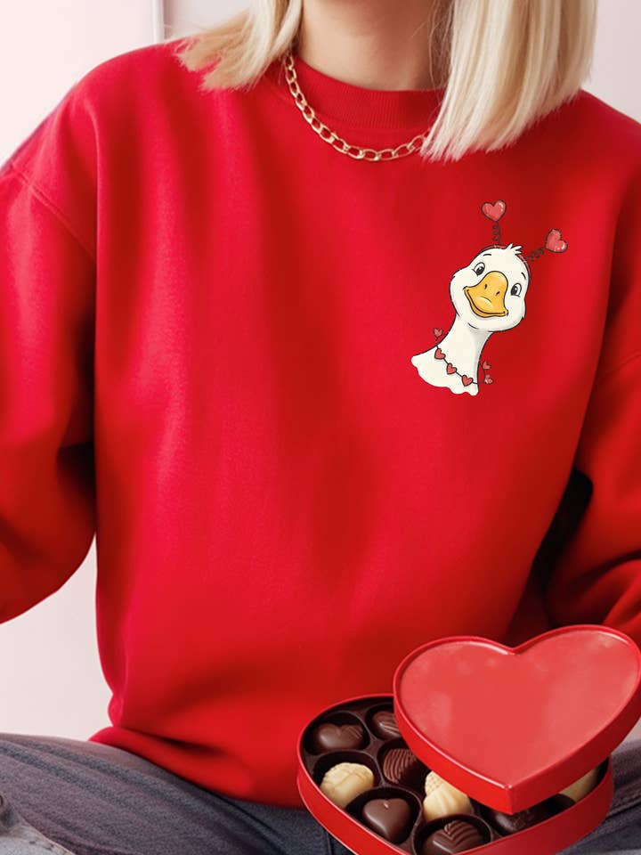 Peeking Goose Valentine Sweatshirt – Gildan Softstyle for wholesale by Rainwater Designs