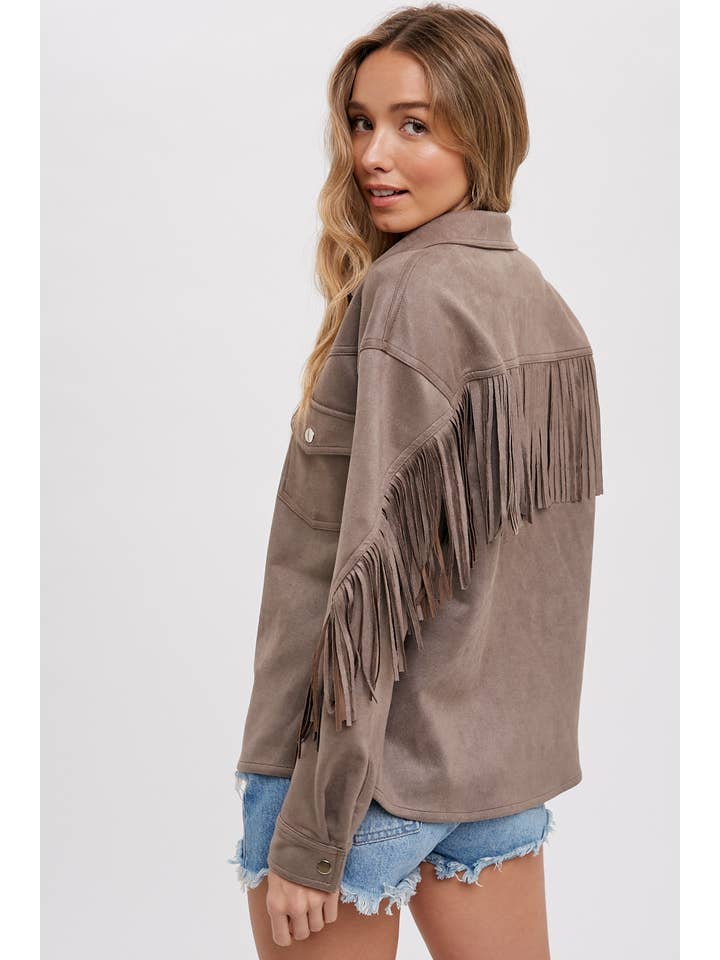 Bluivy - Wholesale Shirt Jacket/Shacket - Women's - VEGAN SUEDE FRINGED SHACKET28