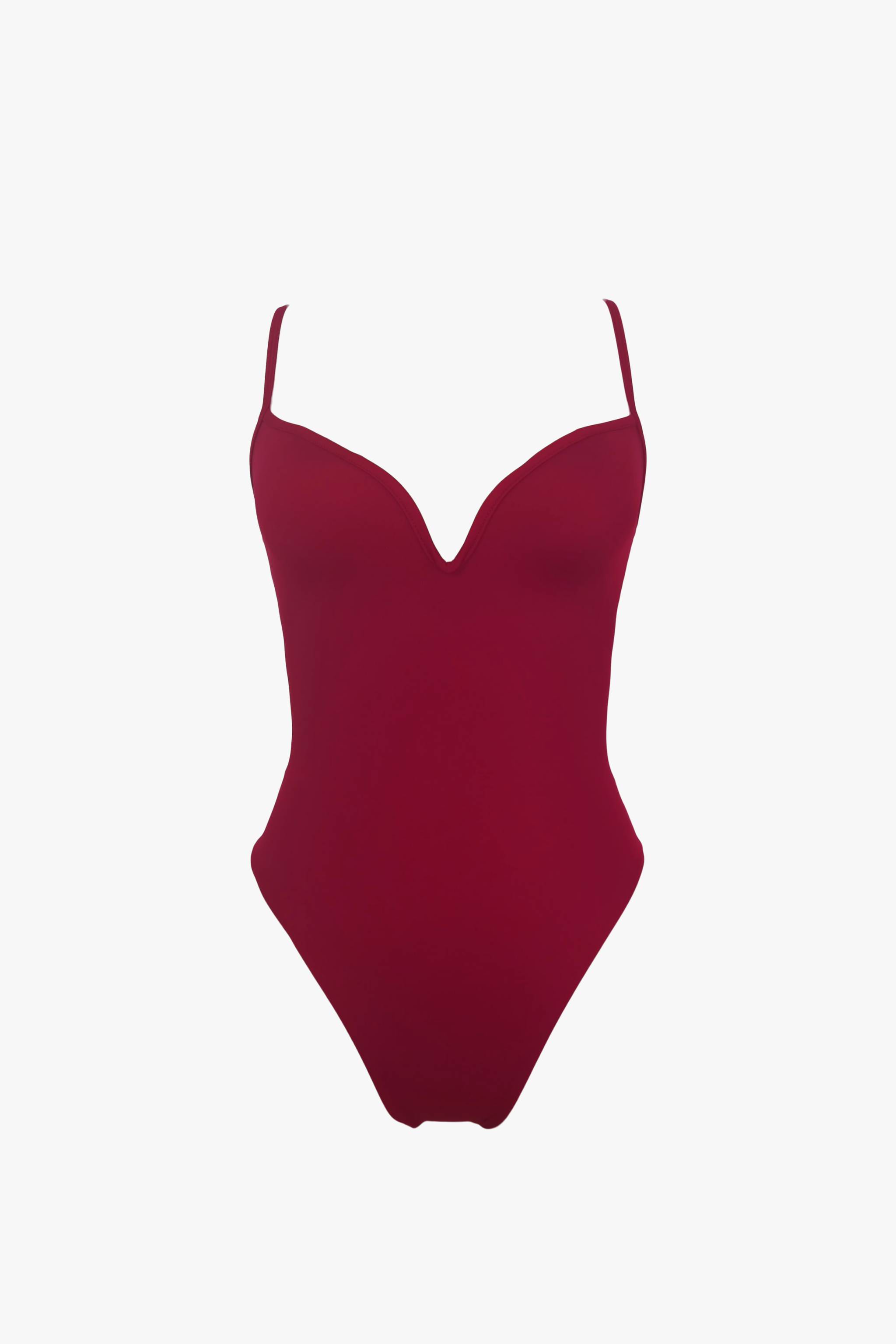 BORNEO PARIS - Wholesale One Piece Swimsuit - Women's - Red Burgundy One Piece Swimsuit with V ring neckline plunge | Sustainable2