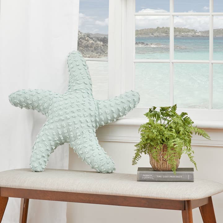 C&F Home - Wholesale Throw/Decorative Pillow - Coastal Starfish Shaped Sea Glass Throw Pillow2