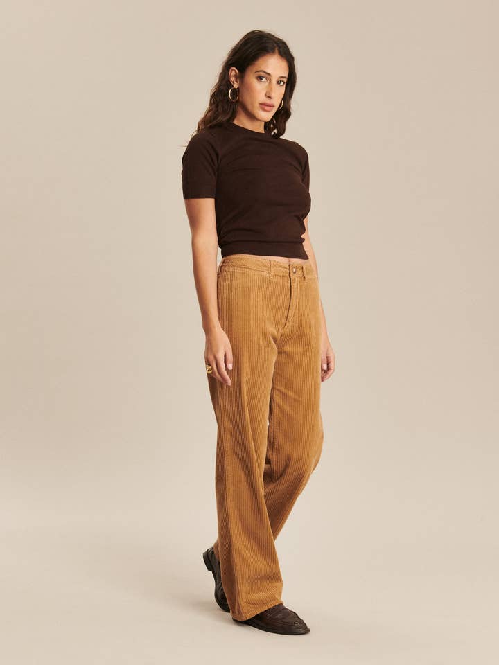 WHAM TRENDY CORDUROY MACCHIATO - WIJDE FLUWEELEN BROEK voor wholesale door LABDIP