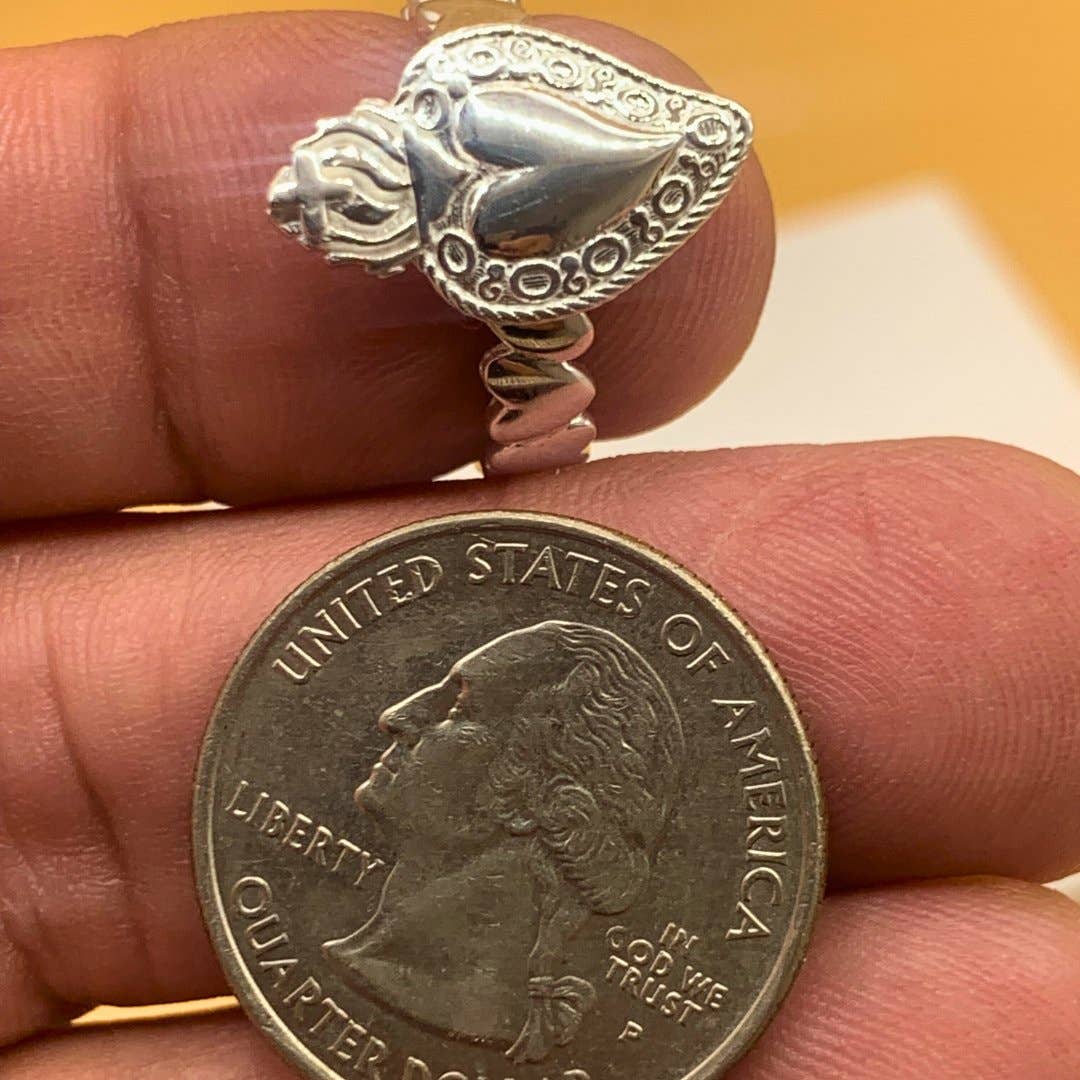 Guadalupe Gifts - Wholesale Band/Stacked Ring - Silver Adjustable Sacred Heart Ring4