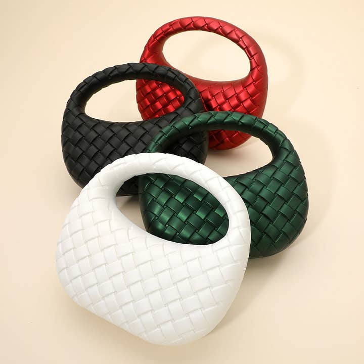 Hård skal flettet vævet top håndtag crossbody håndtaske for engroshandel hos Sensibling Corp.