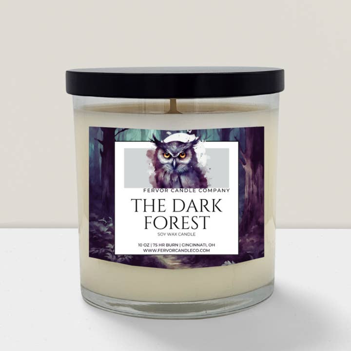 Fervor Candle Company - Wholesale Jar/Filled Candle - The Dark Forest 10oz Soy Wax Book Inspired Candle2