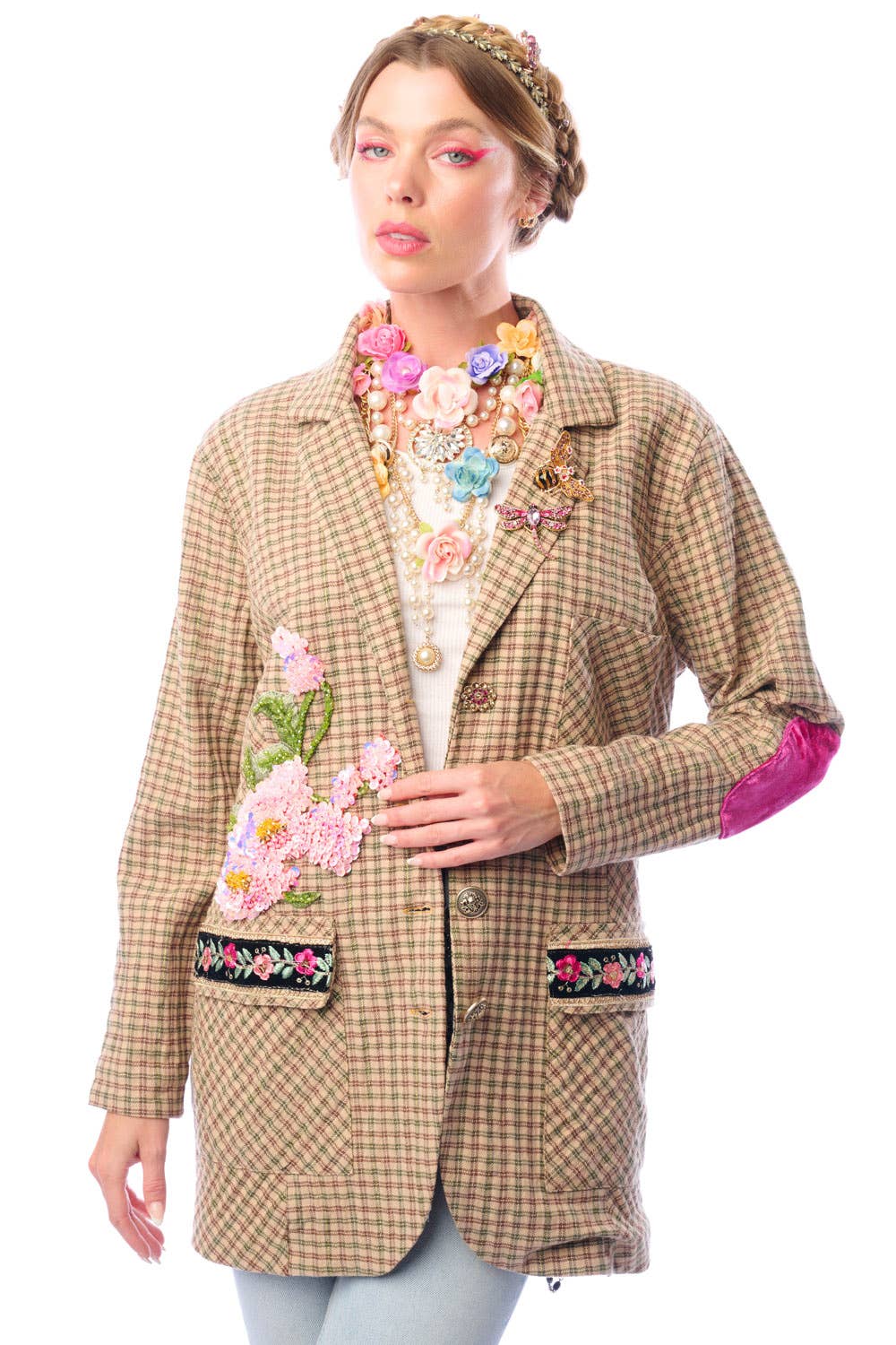 Aratta | Women's Fashion - Wholesale Blazer - Women's - Diana Beige Floral Blazer | Plaid Blazer | Flowery Jacket20