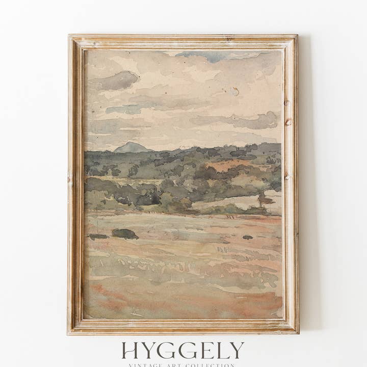 Hyggely - Wholesale Art print - Neutral Vintage Landscape | Muted Watercolor Art Print L1120