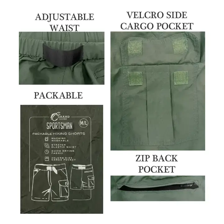 Grand Sierra - Vente Short – homme - Shorts de randonnée compressibles pour hommes, paquet de 122
