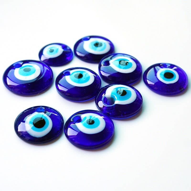 Perimade & Co. LLC - Wholesale Individual Charm/Pendant - Blue Turkish Evil Eye Pendant Necklace Charm in Color Glass4