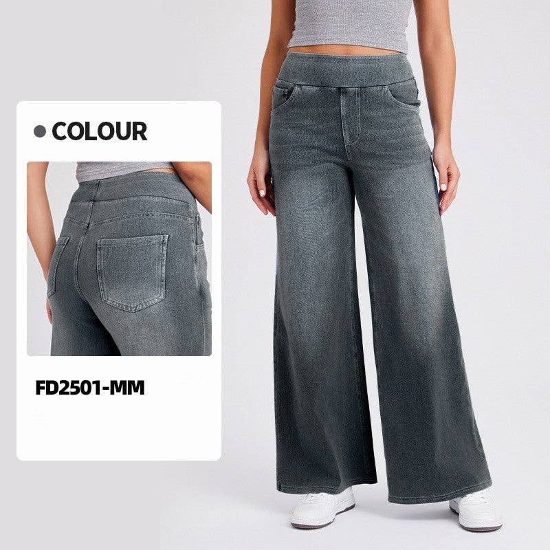 OceanusSwim - Wholesale Jeans - Women's - High Waist Plus Size Straight Jeans1