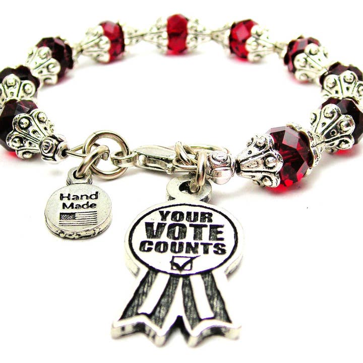 Your Vote Counts Capped Crystal Bracelet Democrat Republican for wholesale by Chubby Chico Charms