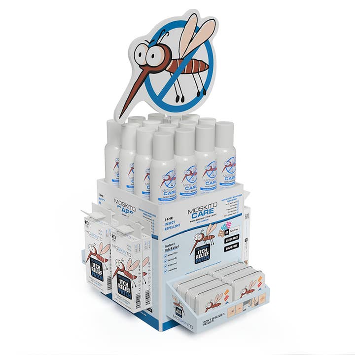 Moskinto: Original Itch-Relief Patch & 14hr Insect Repellent - Wholesale Insect Repellent - Moskinto HQ 68pc Counter Display0