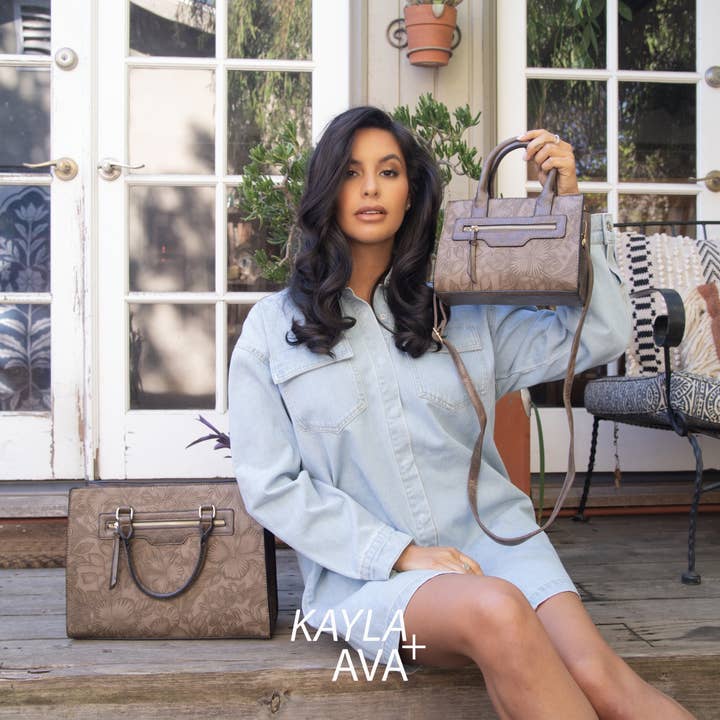 KAYLA+AVA – Engroshandel Tote bag - Dame – Morgan Hibiscus Blomstermønstret Præget Taske Sæt10