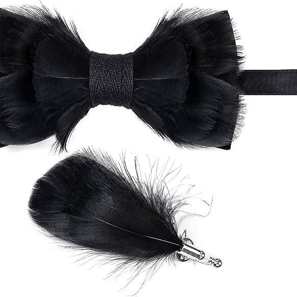 DMITRY Ties – Engroshandel Butterfly – Mænd – Håndlavet fjer sort mønstret forbundet sløjfe2