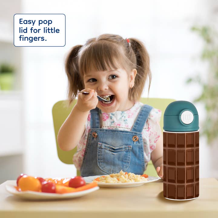 3dRose - Wholesale Water Bottle - 3dRose, Funny Dark Chocolate Bar Squares Design for chocoholics sweet tooths and chocolate lovers, Kids Water Bottle7