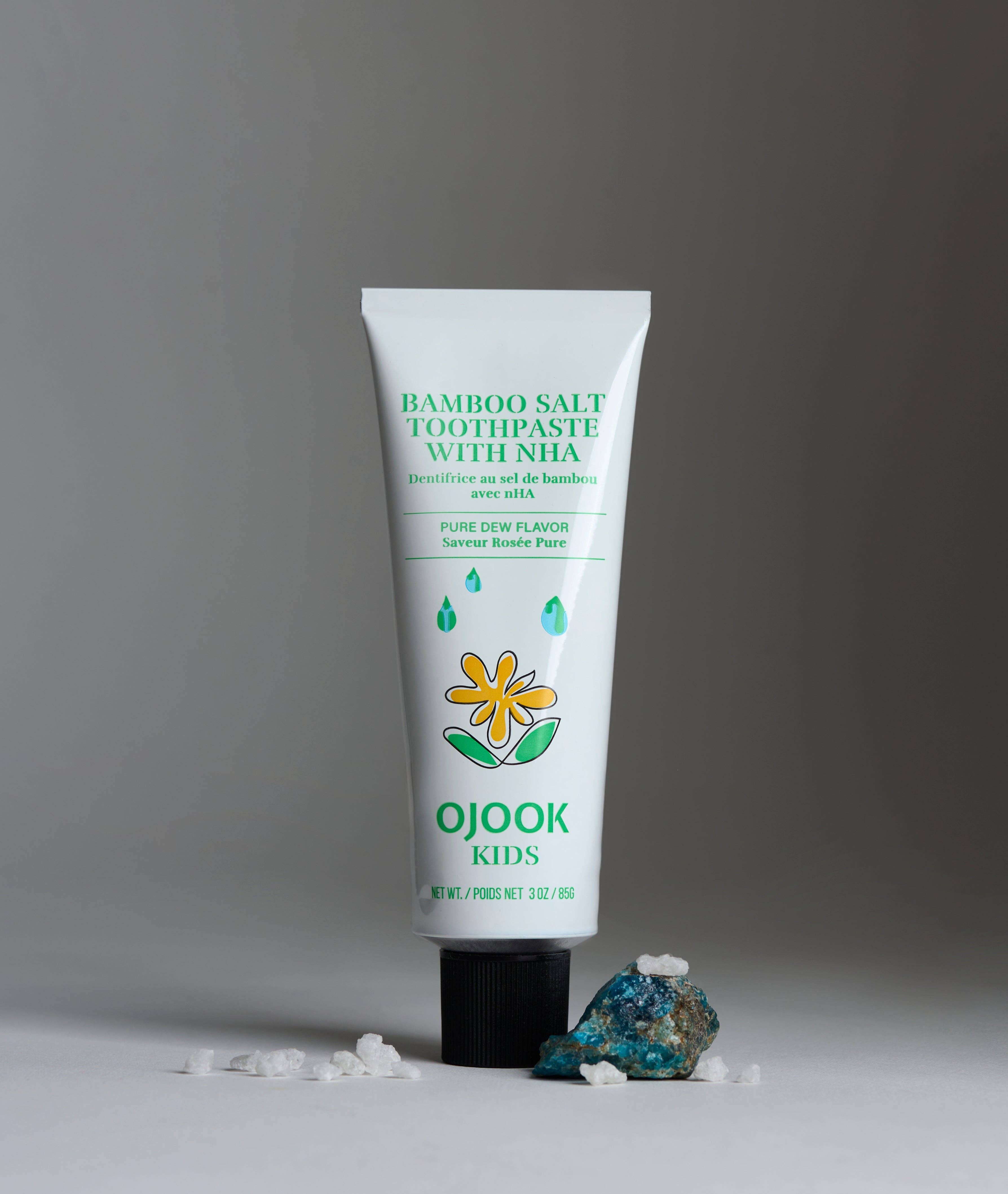 OJOOK - Wholesale Toothpaste - Kids Bamboo Salt Toothpaste with nHA - Pure Dew (2 sizes)3