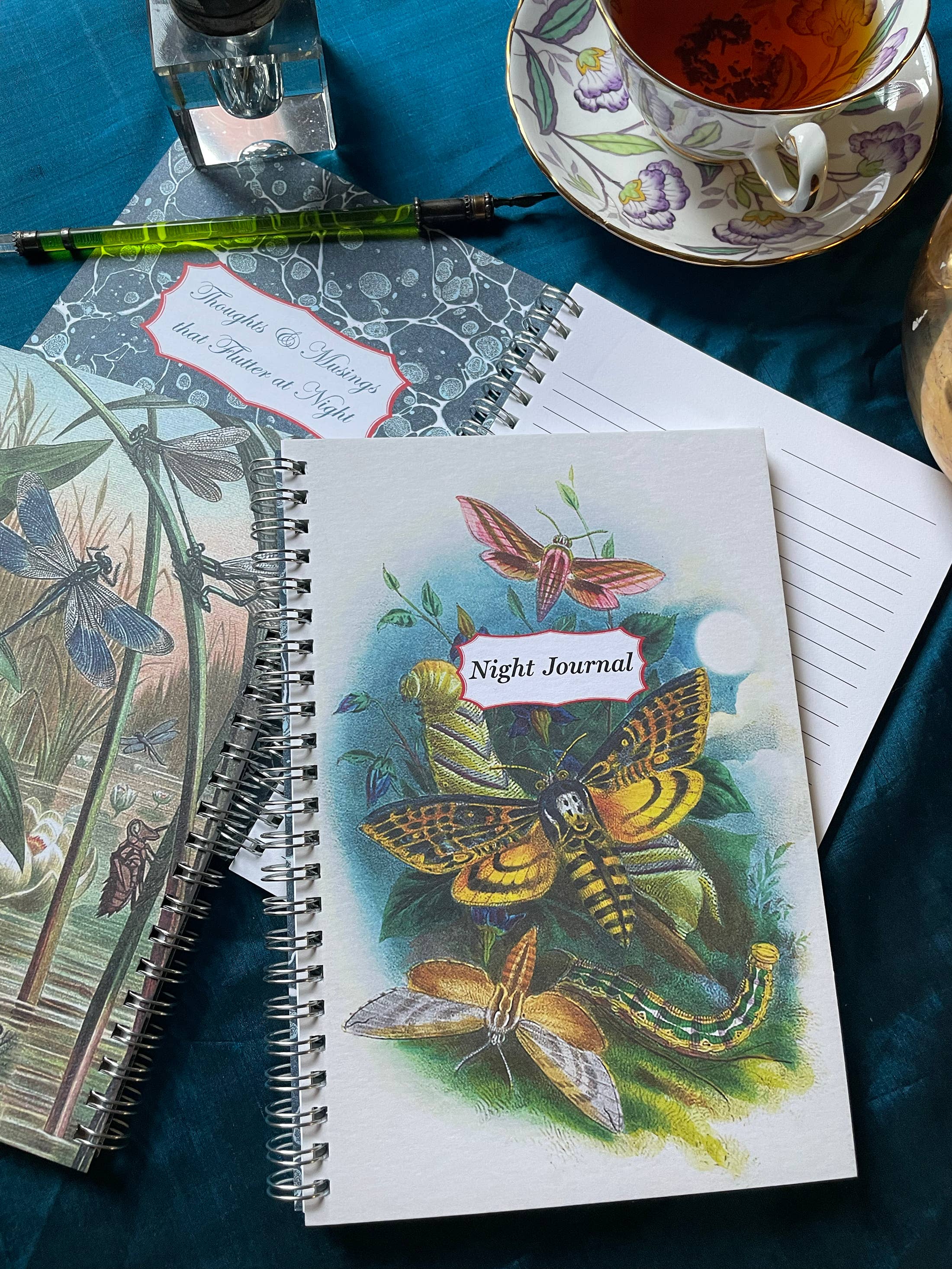Ivory Tower Studios - Wholesale Journal/Diary - Night Journal Spiral Bound Lined Paper—Moths in Moonlight5