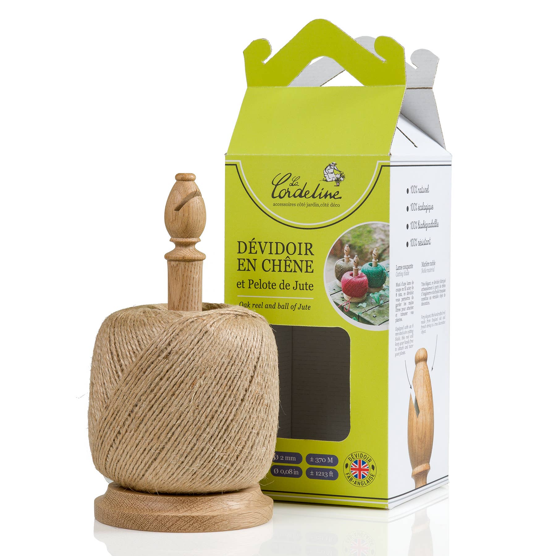 La Cordeline - Vendita all'ingrosso Lana - Spago in juta naturale Ø 2 mm ±370 m con tagliafili in quercia2