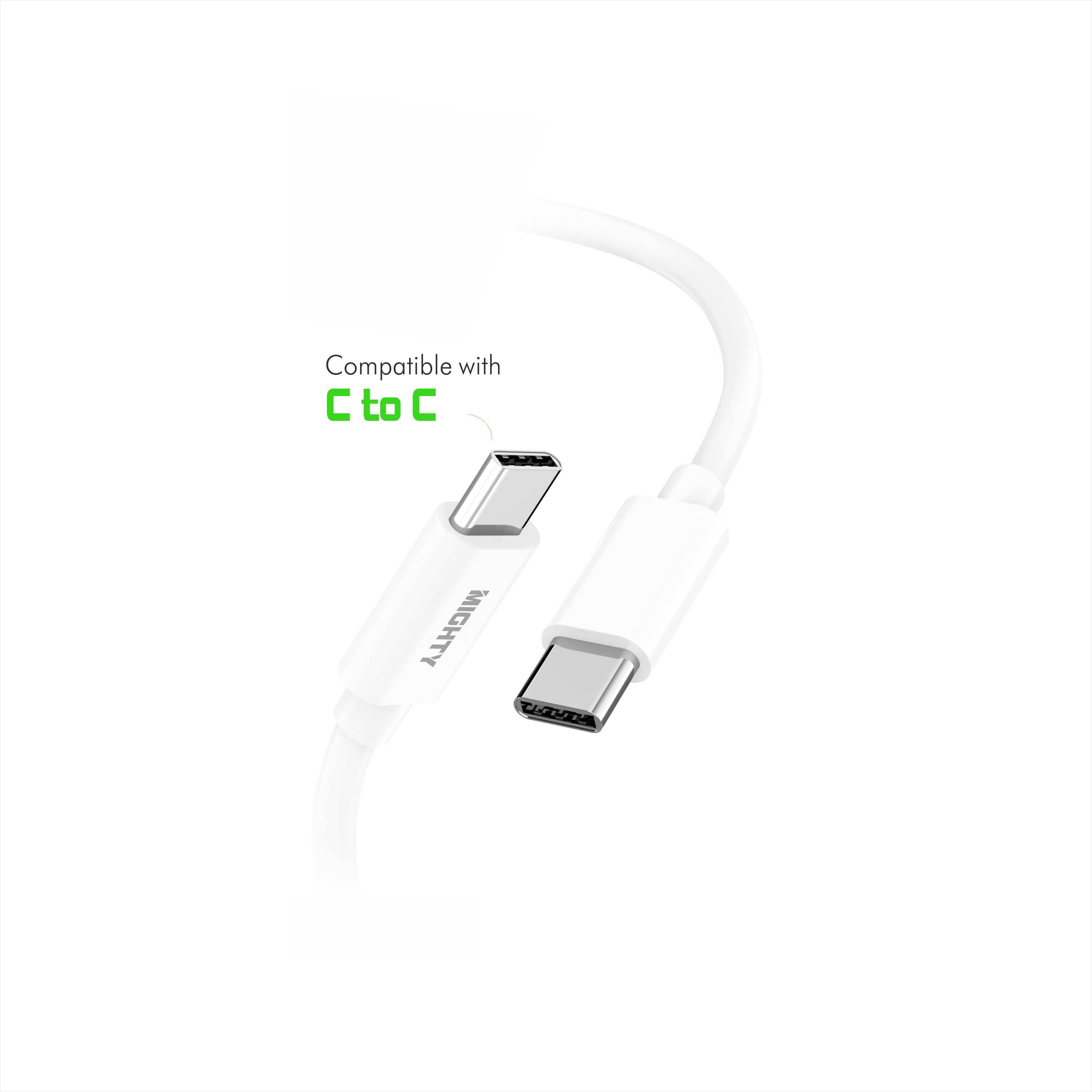 Mighty Wireless - Wholesale Charging Cable - Mighty Fast Charging 5FT Type-C to Type-C Cable White MK151