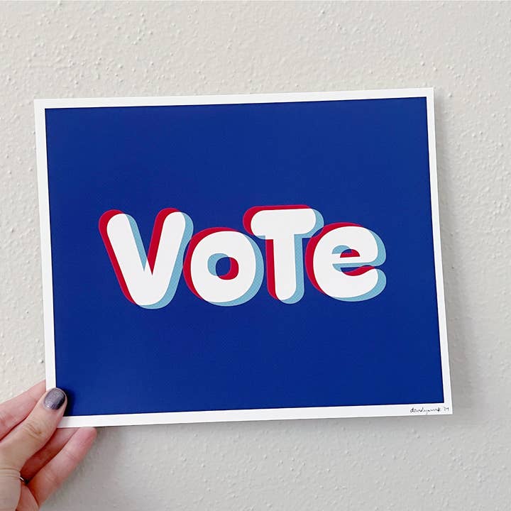 Vote Layered Typographic Art Print for wholesale by Dandymark