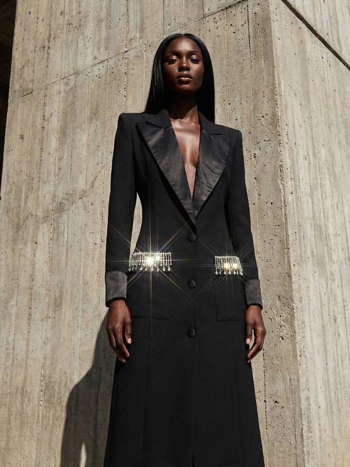 PLUS SIZE Crystal Accent Tailored Blazer Dress for wholesale by Athina Collection