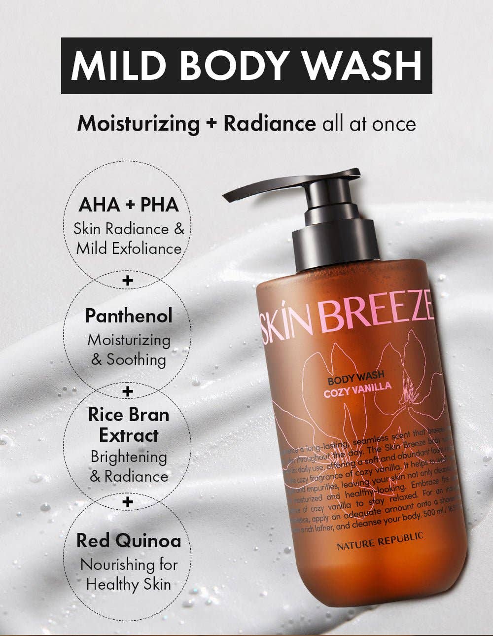 VIAI Beauty - Wholesale Body Wash/Shower Gel - NATURE REPUBLIC Skin Breeze Cozy Vanilla Body Wash or Body Lotion4