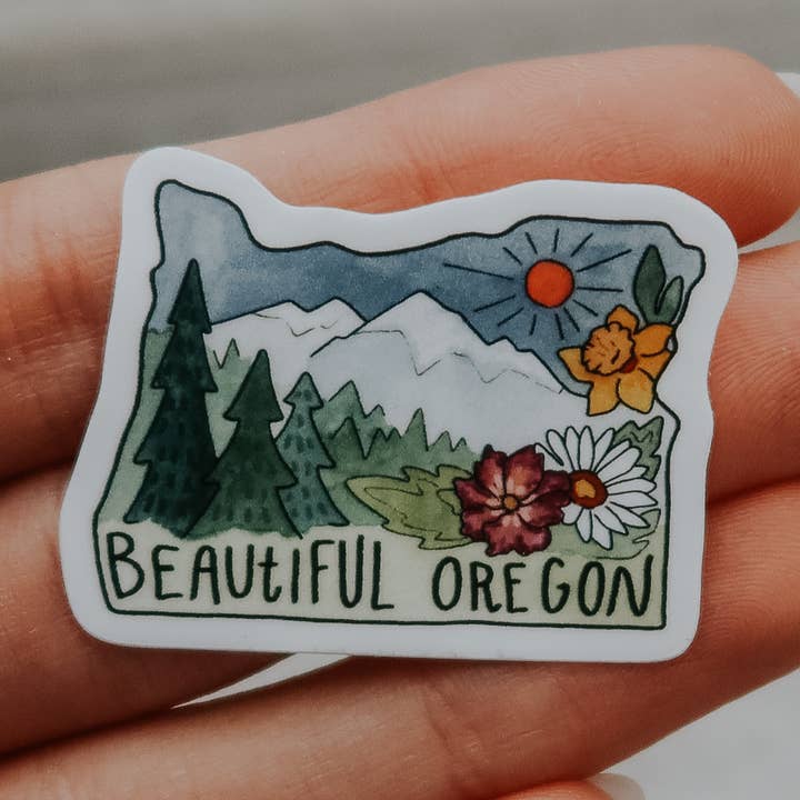 Mini autocollant en vinyle magnifique Oregon pour la vente par Sticker Girl