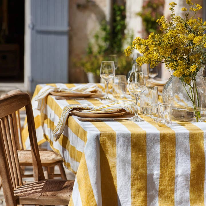 100% Linnen Tafellaken gele streep Avignon voor wholesale door NorraVilla