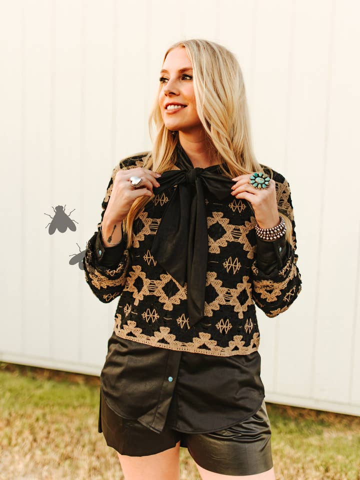 2 Fly Co - Wholesale Button Down Shirt - Women's - LEATHER OUTLAW *MIDNIGHT2
