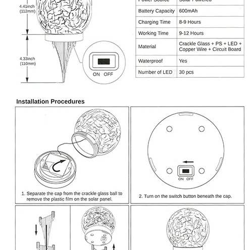 Will's Company - Wholesale Outdoor/Lawn Light - Solar Crackled Glass Globe Ball Light, Set of 2 in 4 colors6