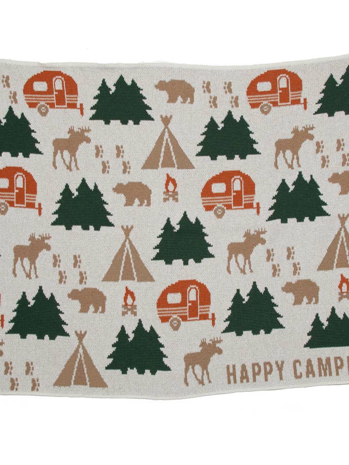 In2Green - Wholesale Bedding Blanket - Kids & Baby - Baby Cotton Knit Blanket - Happy Camper
1
