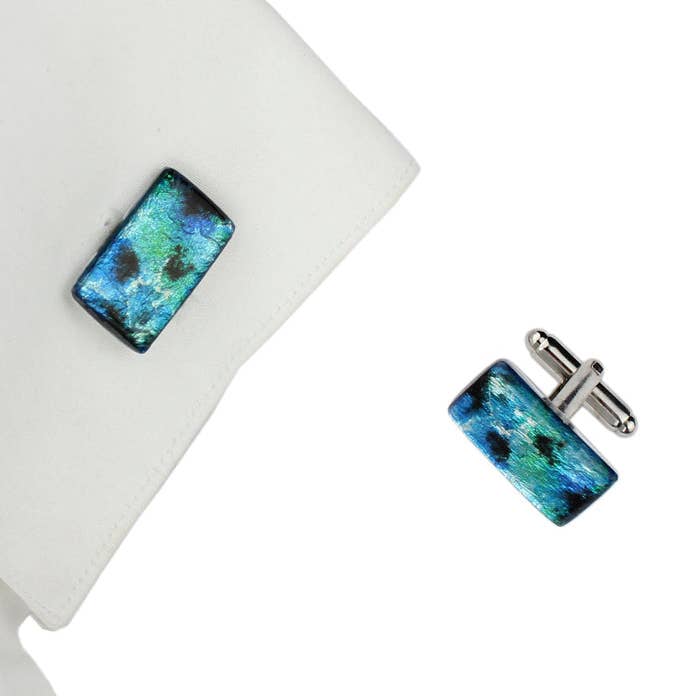 Gemelos artísticos para meditación, rectángulo azul marino, D509W para venta al por mayor de Mo Resin