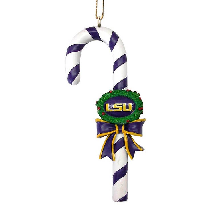 The Memory Company - Wholesale Ornament - Candy Cane Ornament, LSU Tigers