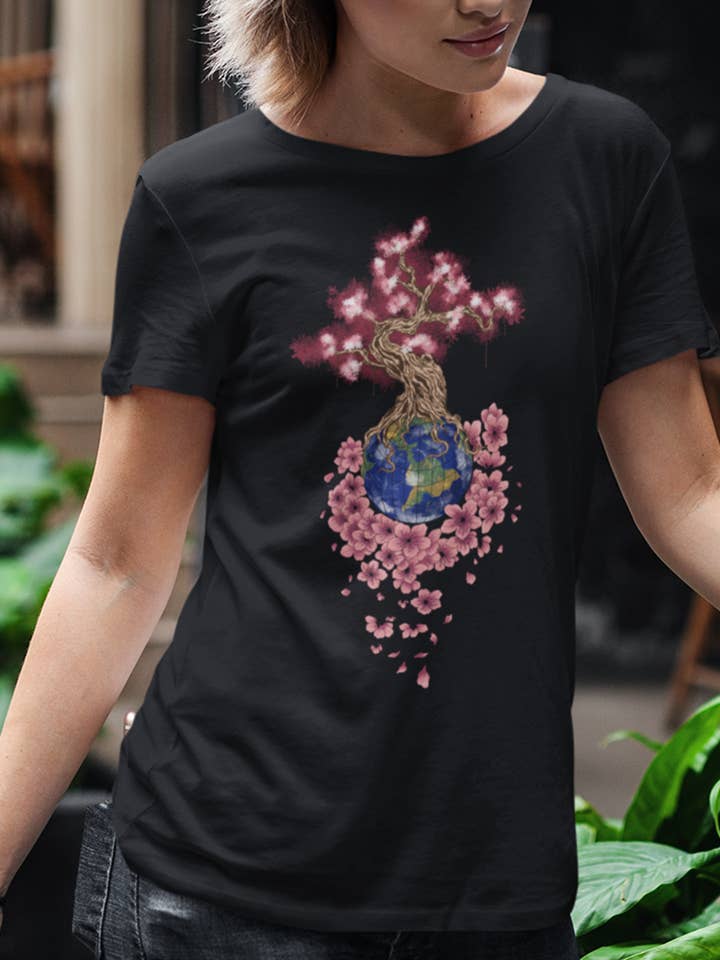 Camisa orgánica premium para mujer Flowertree Earth para venta al por mayor de Uwaldu