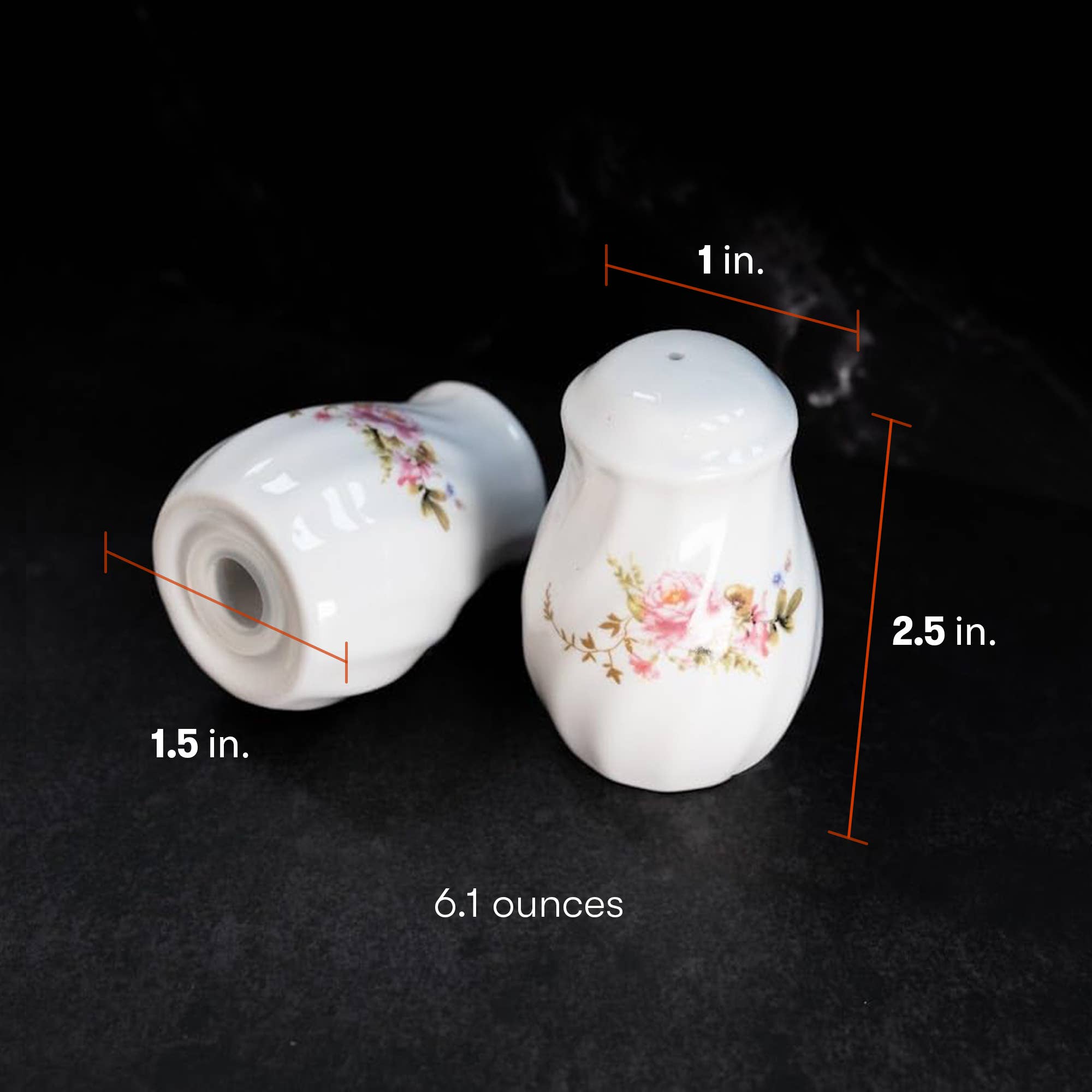 Lynns - Wholesale Salt & Pepper Shaker Set - *Floral Porcelain Salt & Pepper Set, Elegant Vintage11