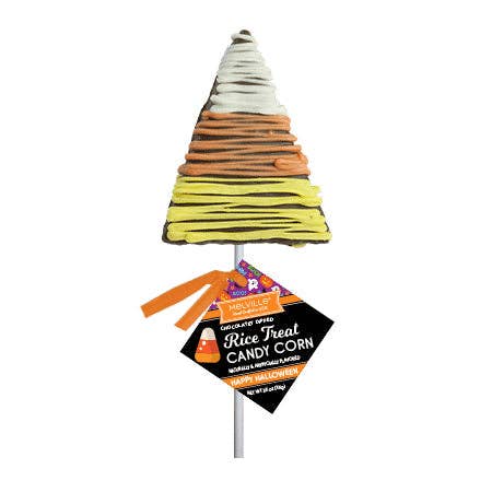 Candy Corn Drizzle Rice Treat Pops for wholesale by Melville Candy Company