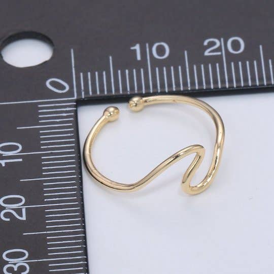 Aim Eternal - Wholesale Band/Stacked Ring - Minimalist Ring Gold Open Ring Wave Curvy Ring, Thin Ring Gold Ring Dainty Stackable Ring Adjustable Ring.R-0845